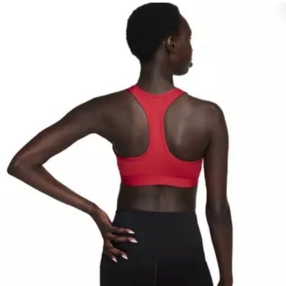 Nike Swoosh Medium Support Padded Racerback Women’s Red Sports Bra Large - Picture 2 of 9